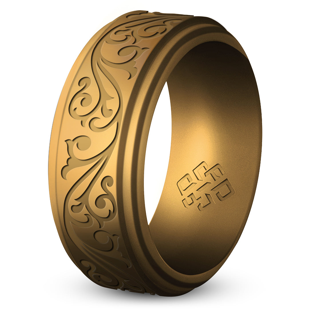 Knot Theory Filigree Silicone Ring, Engraved with Gold Inlay