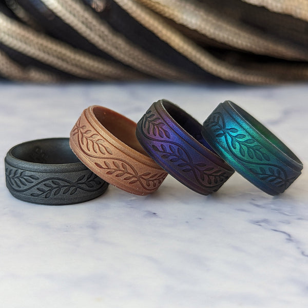 Knot Theory Filigree Silicone Ring, Engraved with Gold Inlay
