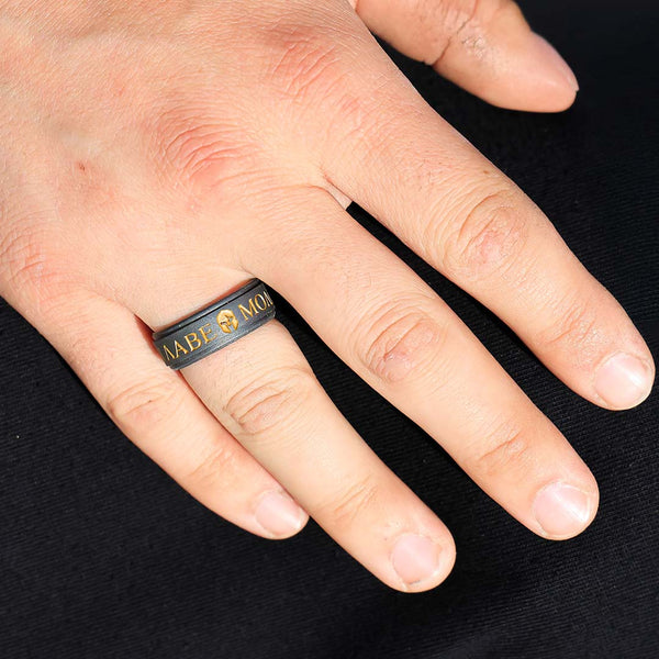 Molon Labe Silicone Ring - Engraved Rise Step Edge Ring