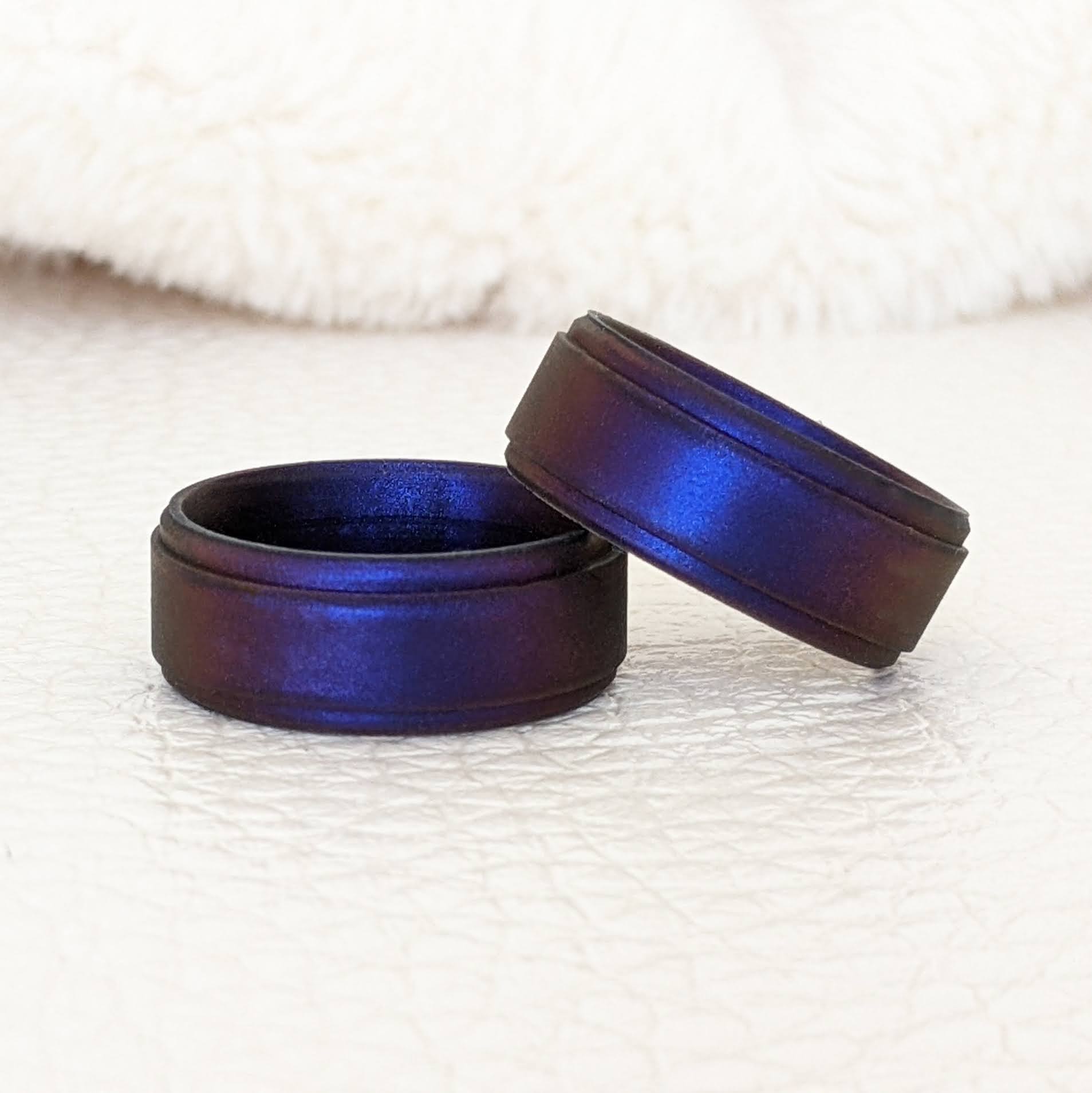 Cosmic Purple Step Edge Breathable Silicone Ring for Men - 8mm Bandwidth