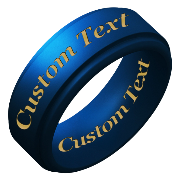 Custom Engraved Rise Silicone Ring in Metal Blue, Dark Silver, Black, or Metal Teal
