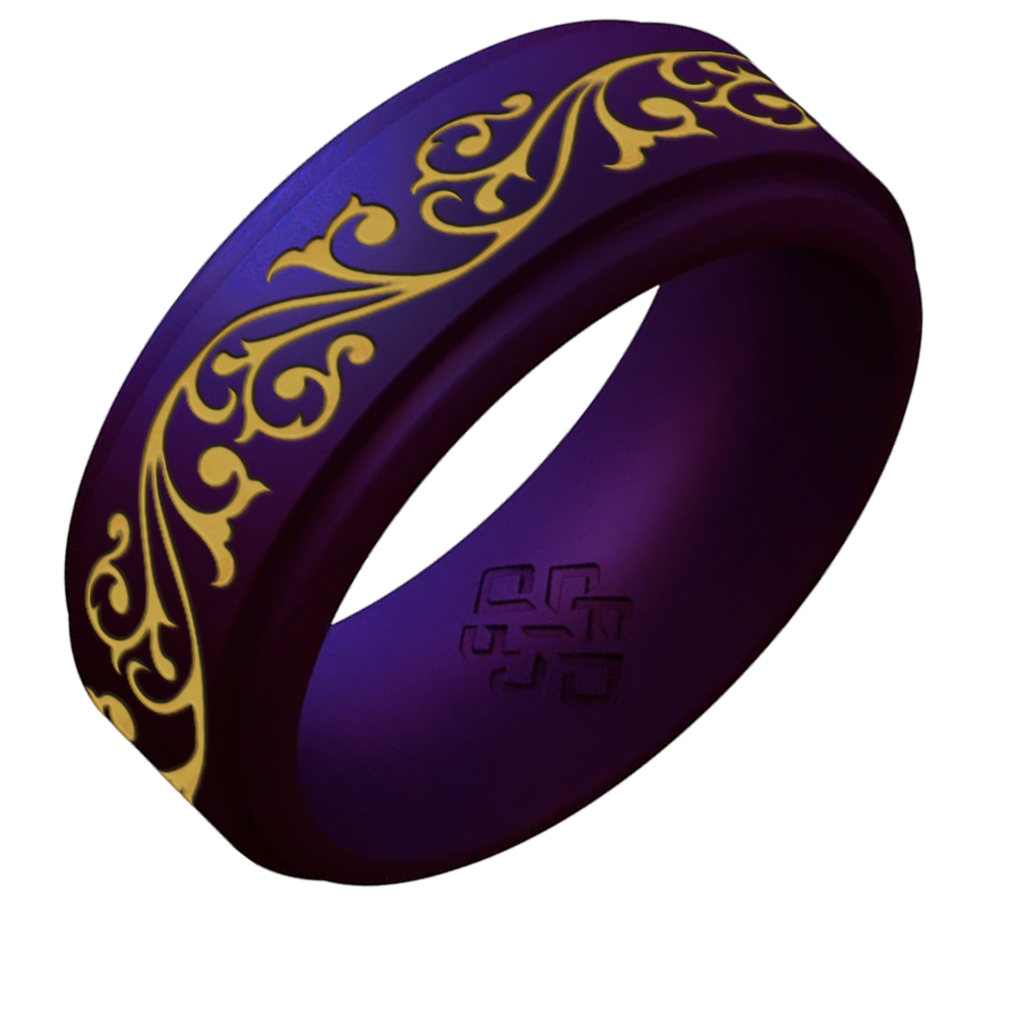Gold Filigree Silicone Ring on Rise 8mm