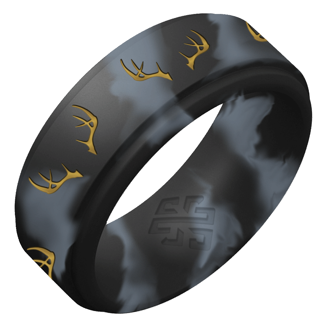 Gold Antlers Silicone Ring on Rise 8mm