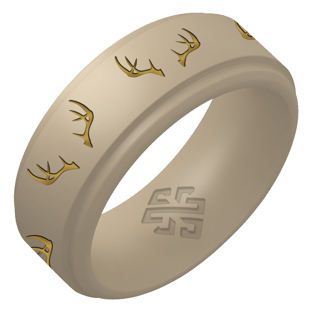 Gold Antlers Silicone Ring on Rise 8mm