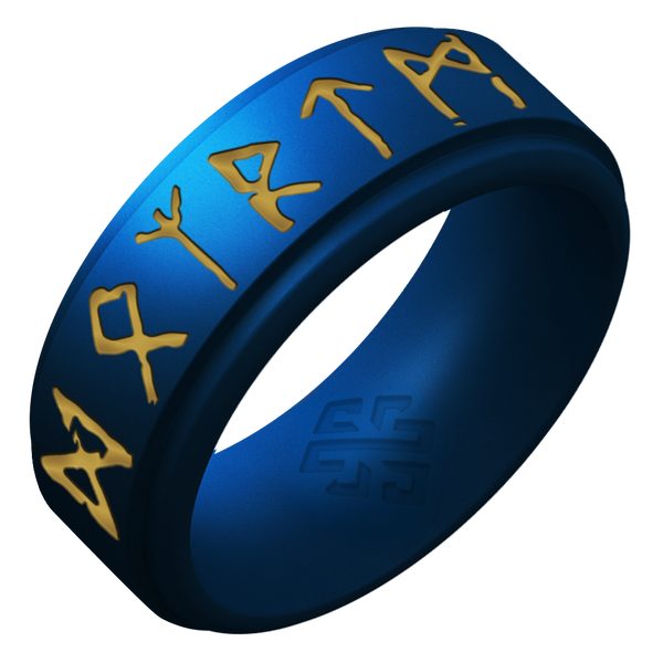 Gold Runes Silicone Ring Viking on Rise 8mm
