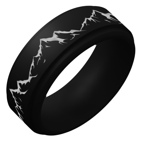 Silver Mountain Silicone Ring on Rise 8mm