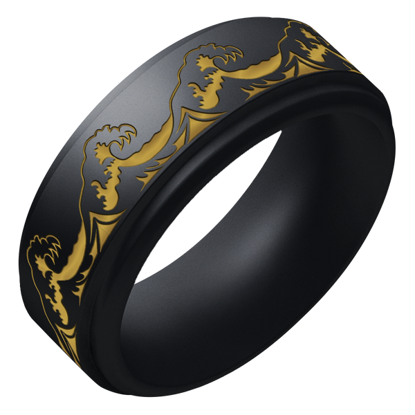 Gold Waves Silicone Ring on Rise 8mm
