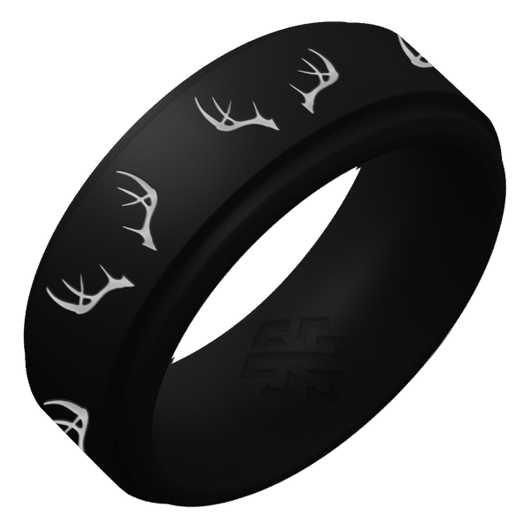 Silver Antlers Silicone Ring on Rise 8mm