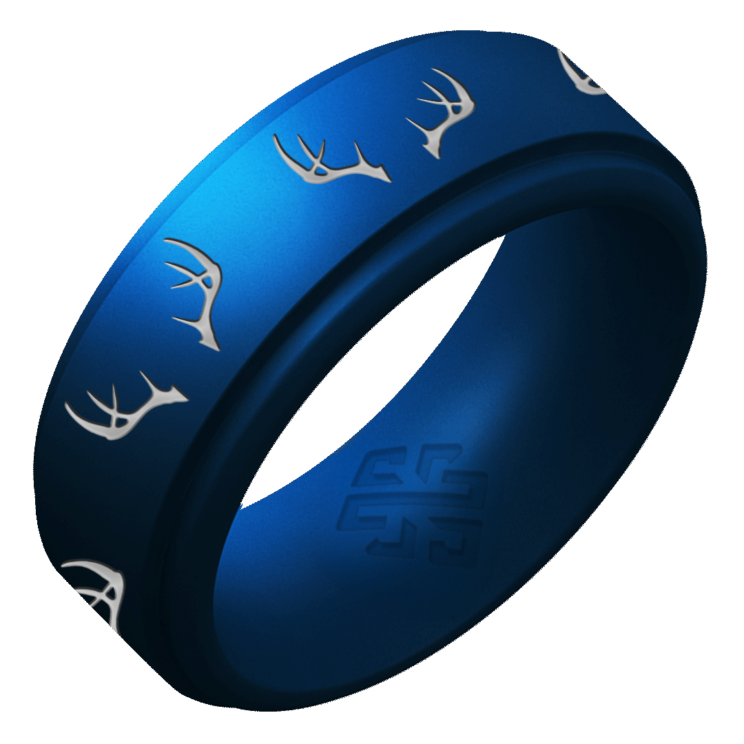 Silver Antlers Silicone Ring on Rise 8mm