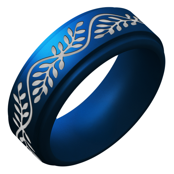 Silver Laurel Silicone Ring for Men on Rise 8mm