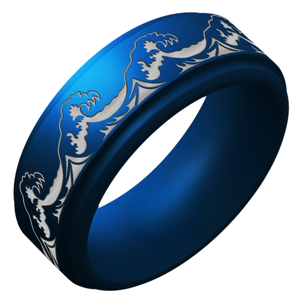 Silver Waves Silicone Ring on Rise 8mm