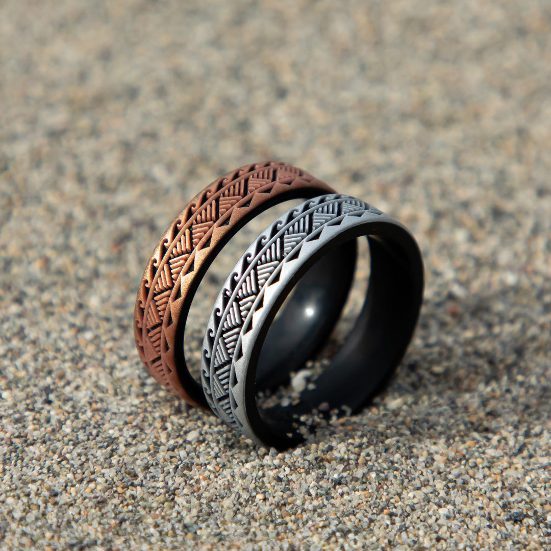 Warrior of Strength -  Shark Teeth Silicone Ring - Engraved Dual Layer