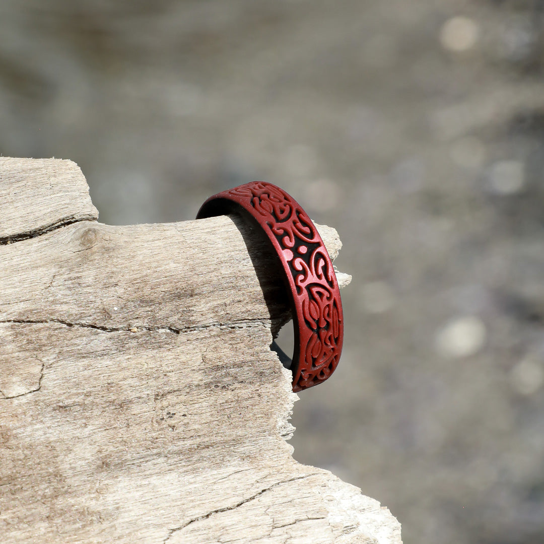 Warrior of Wisdom - Tiki God Silicone Ring - Engraved Dual Layer