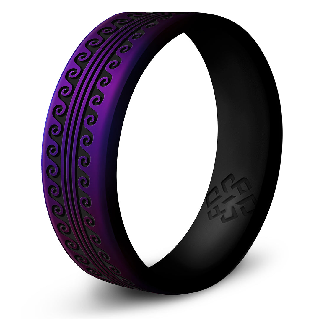 Warrior of Serenity -  Big Waves Silicone Ring - Engraved Dual Layer