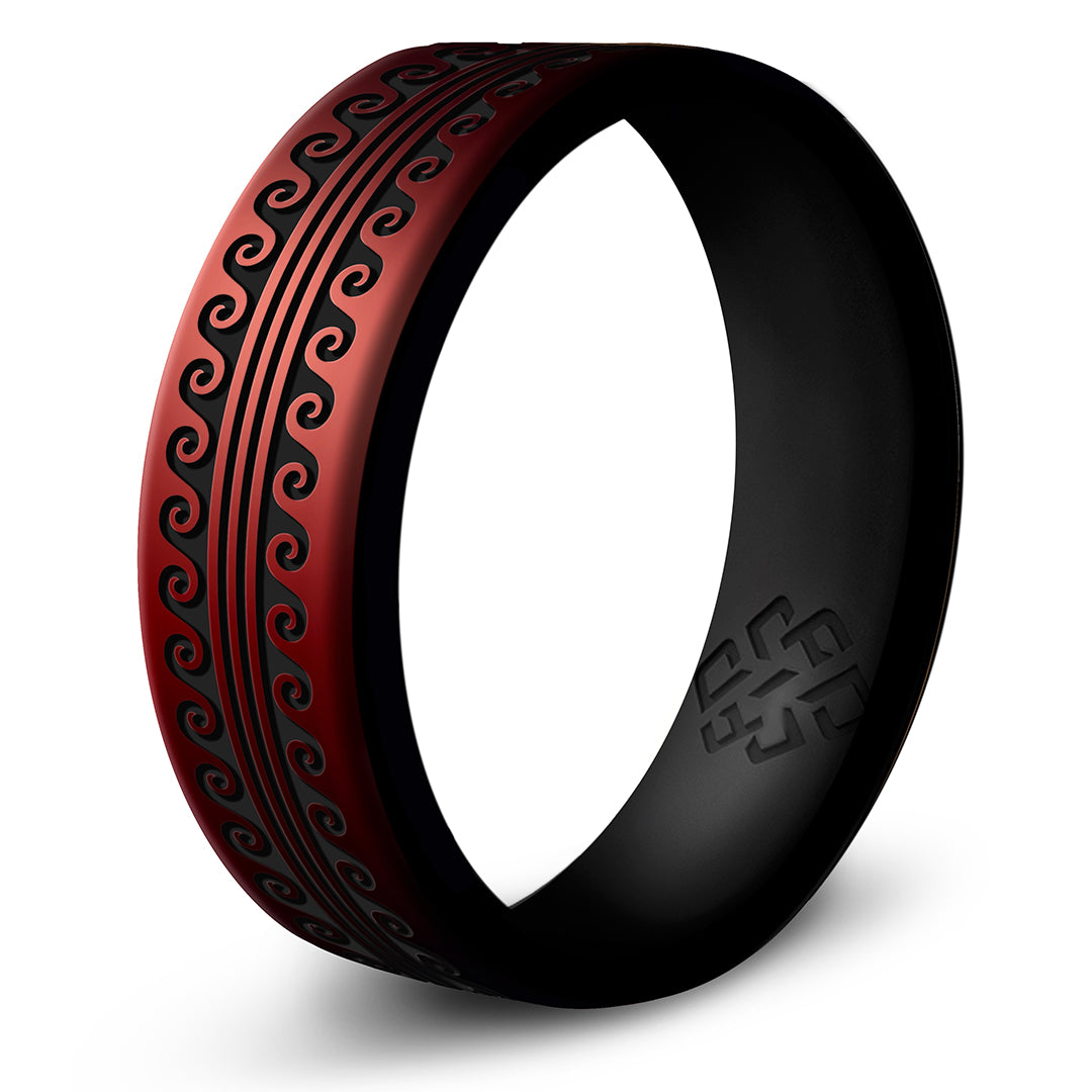 Warrior of Serenity -  Big Waves Silicone Ring - Engraved Dual Layer