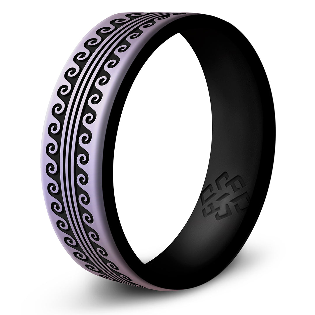 Warrior of Serenity -  Big Waves Silicone Ring - Engraved Dual Layer