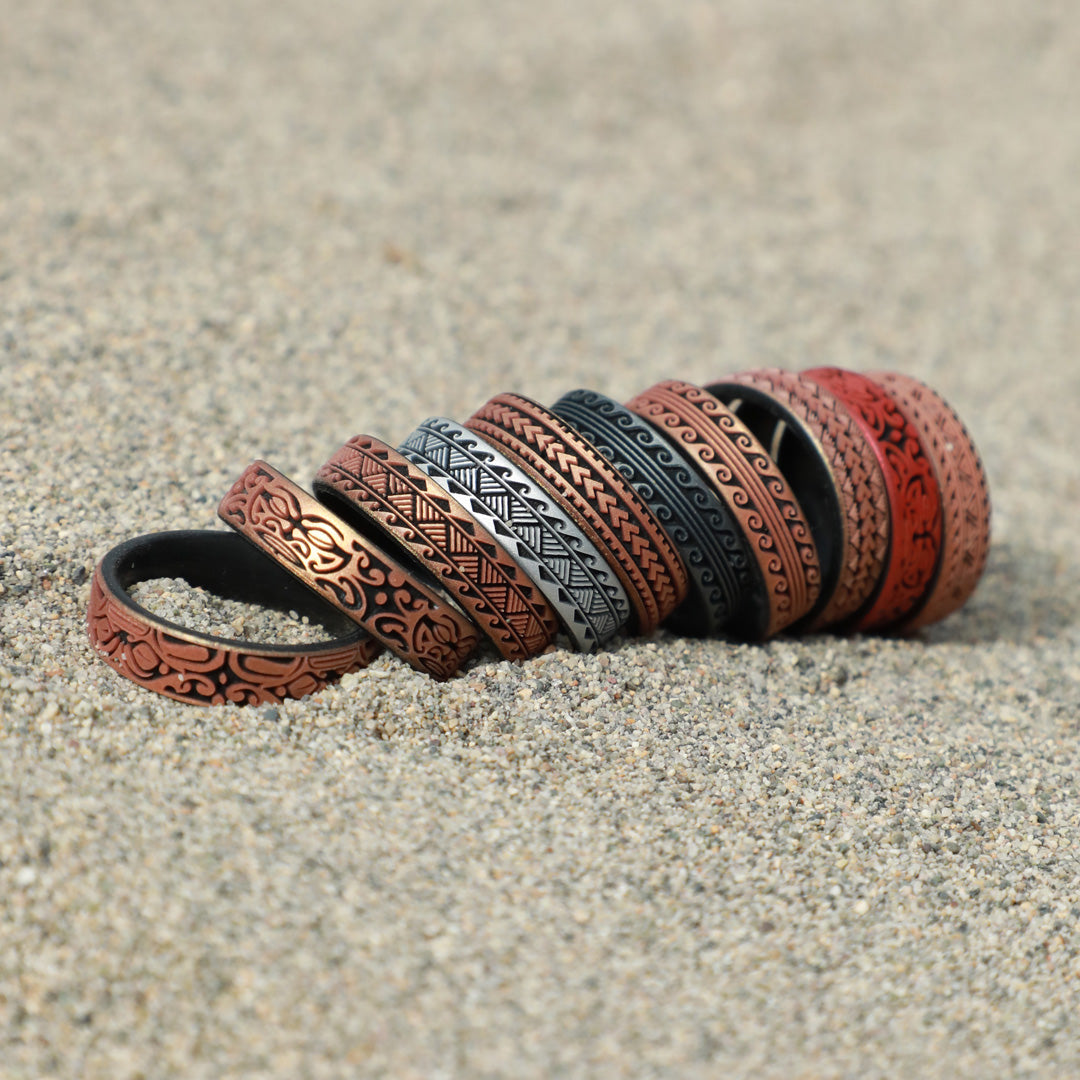 Warrior of Serenity Big Waves Silicone Ring on Dual Layer 6mm