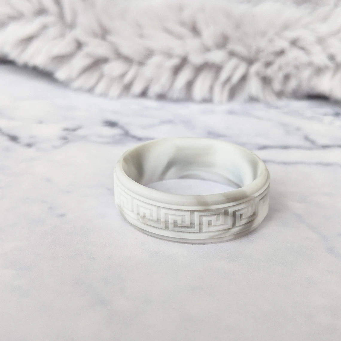 Greek Key Silicone Ring - Engraved Rise 8mm