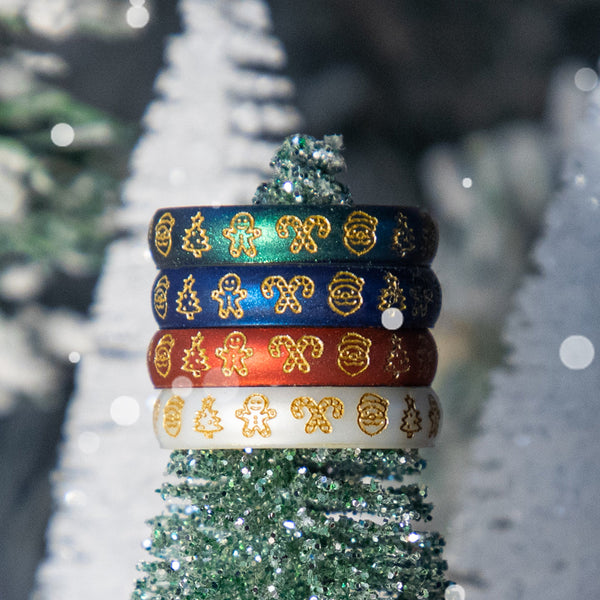 Xmas Motifs Silicone Ring - Engraved Arc 4mm