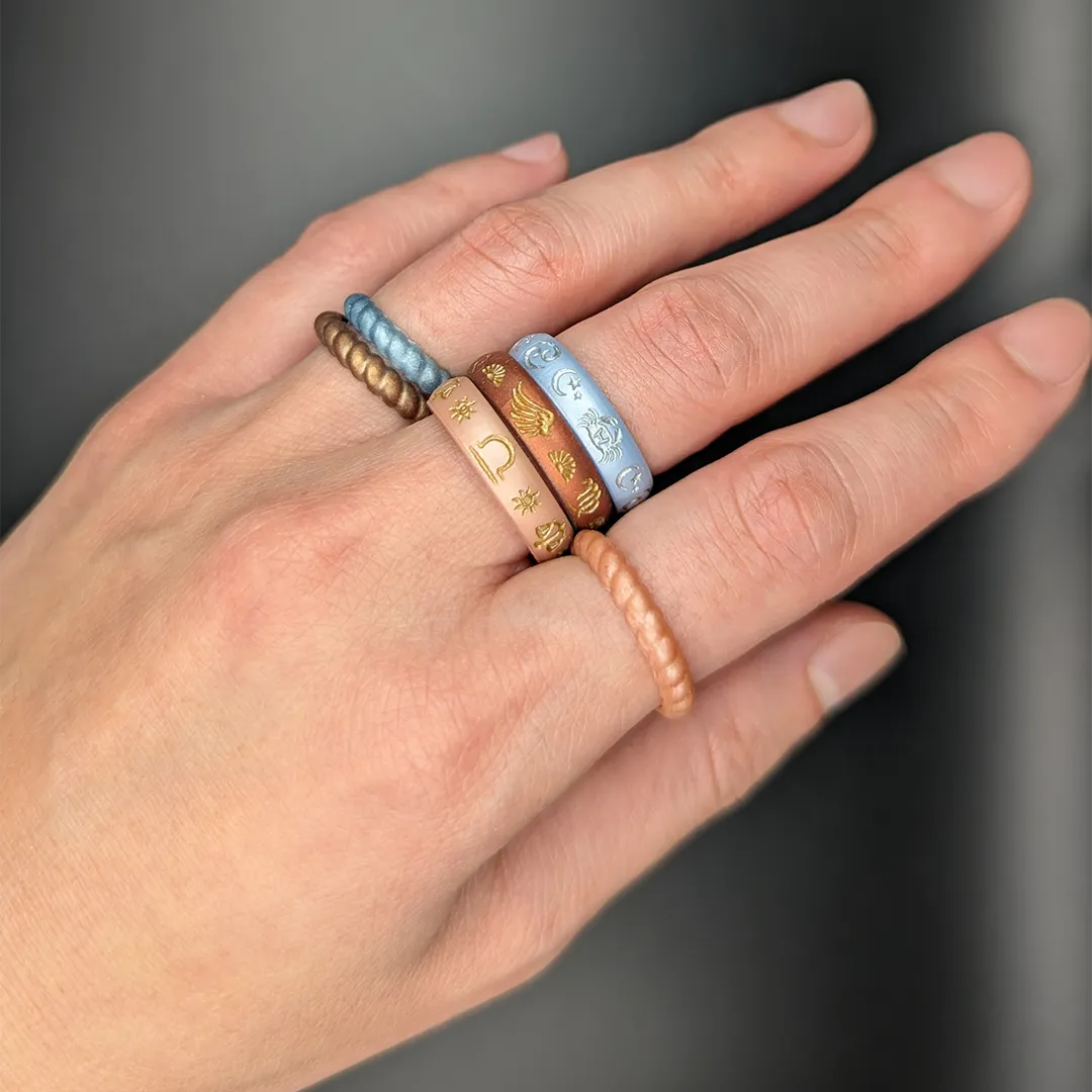 Aries Moon Silicone Ring with Gold Inlay