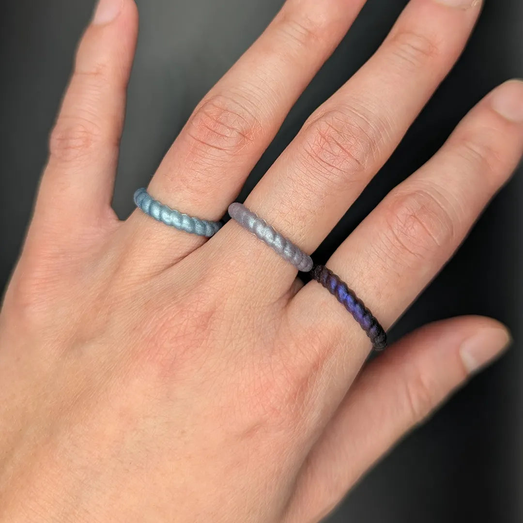 Lilac Purple Braided Silicone Ring - Stackable Thin Band