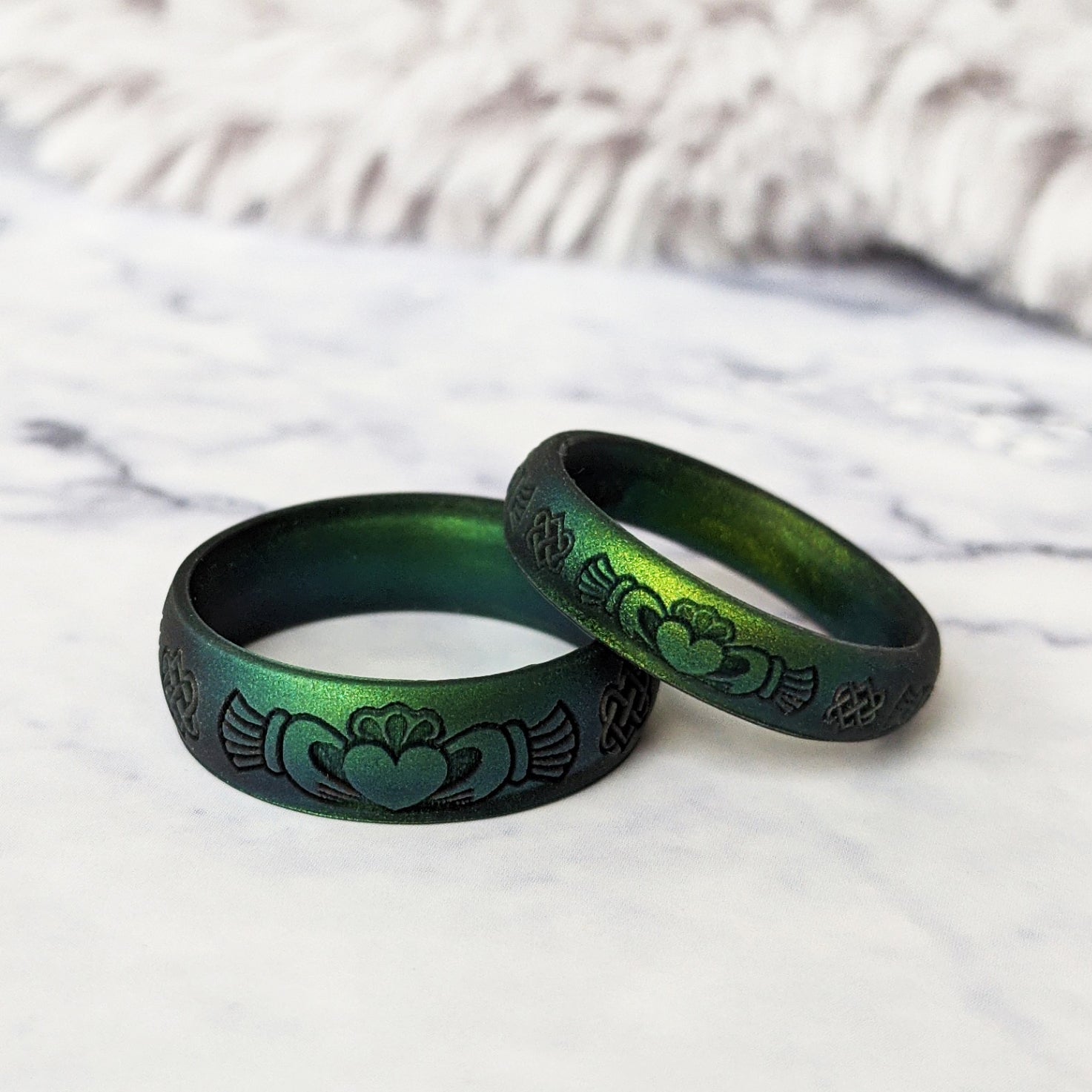 Claddagh Silicone Ring - Engraved Arc 4mm or 6mm