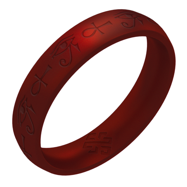 Eye of Horus & Ankh Silicone Ring on Arc 4mm