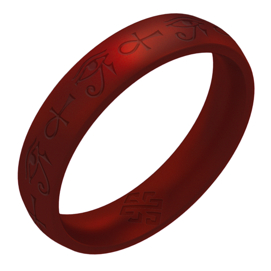 Eye of Horus & Ankh Silicone Ring on Arc 4mm