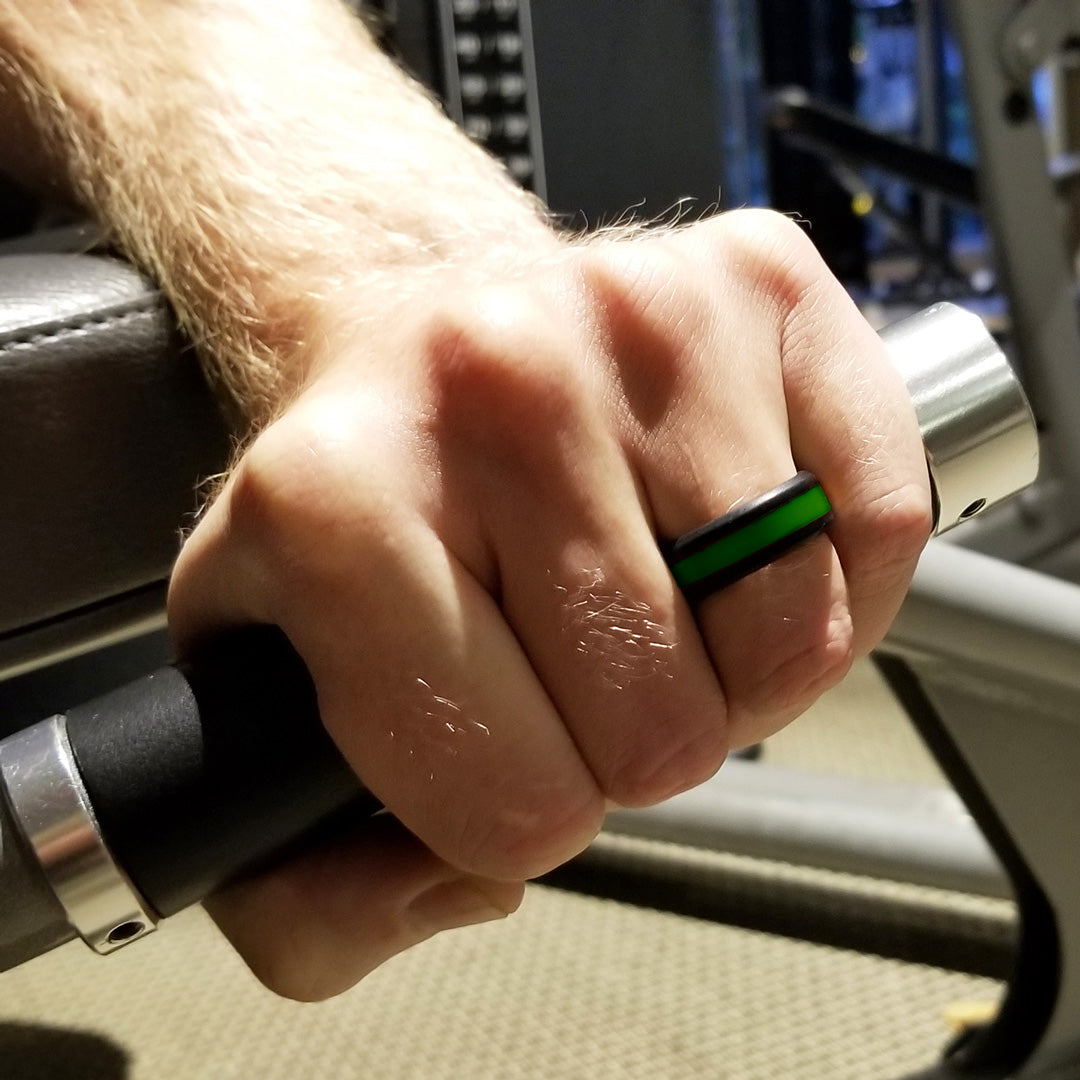 Dark Green Stripe Silicone Ring For Men and Women