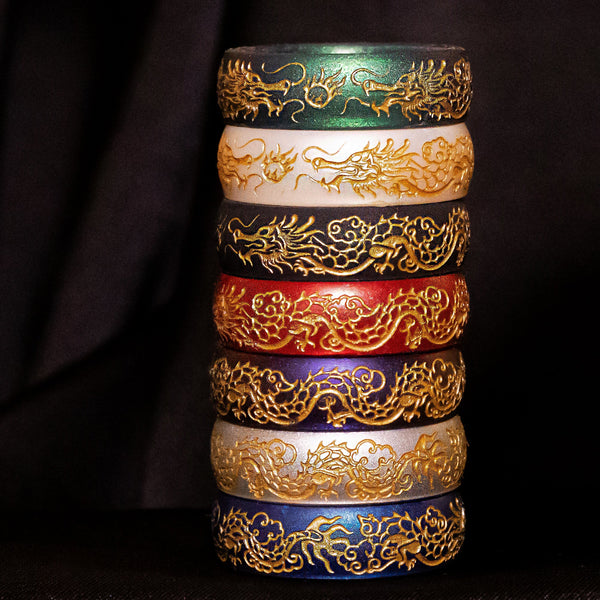 Gold Dragon Silicone Ring, Engraved 6mm