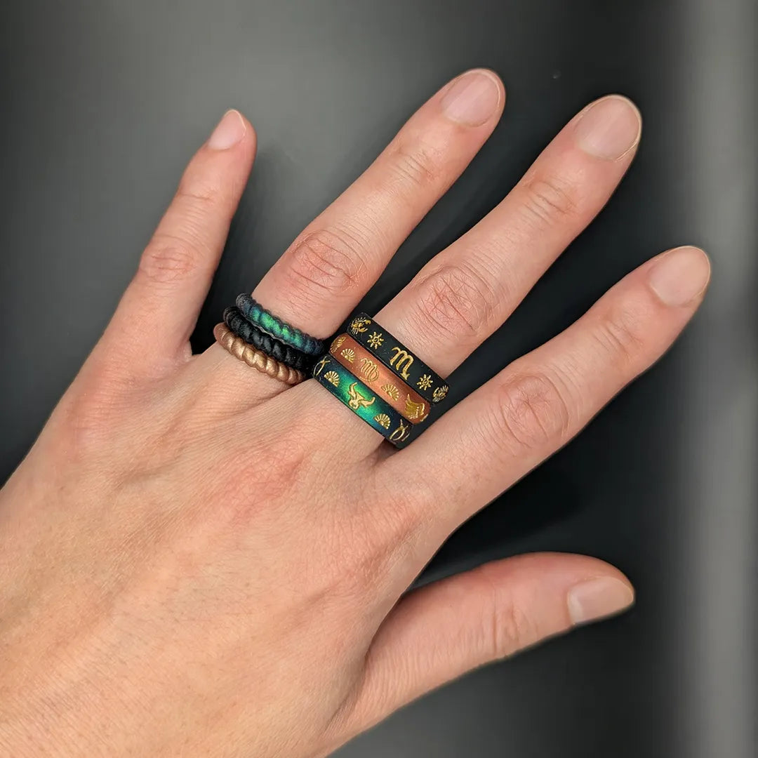 Virgo Sun Silicone Ring with Gold Inlay