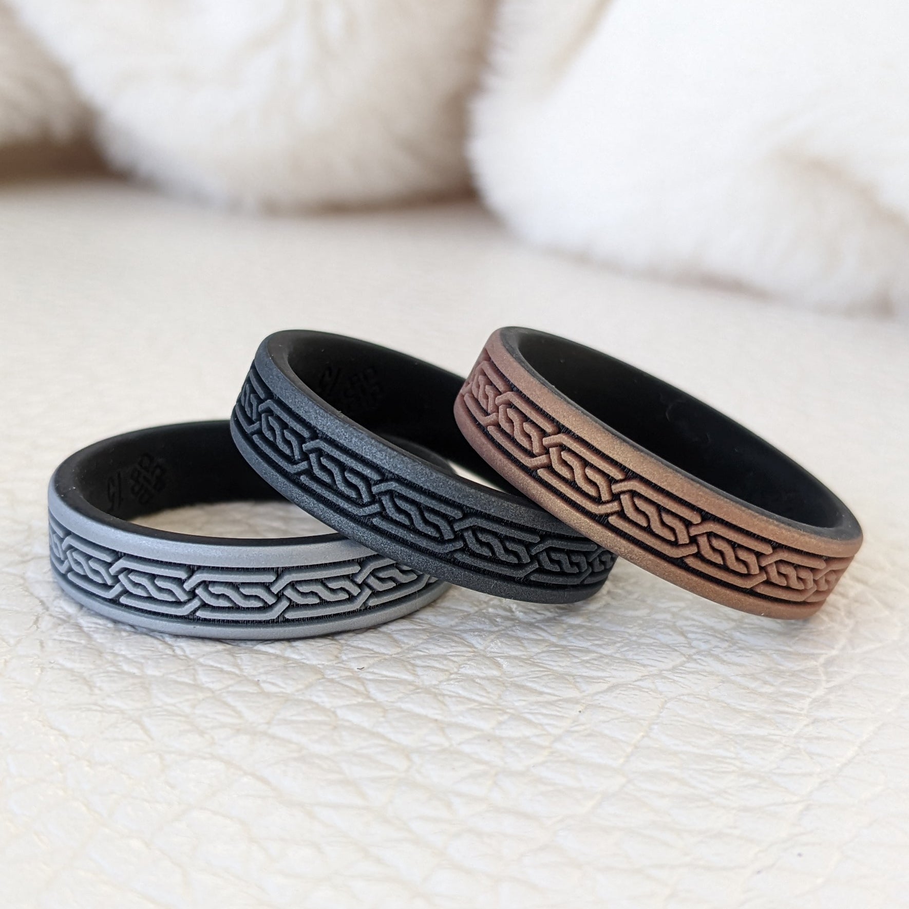 Engraved Celtic Band Silicone Ring - Dual Layer