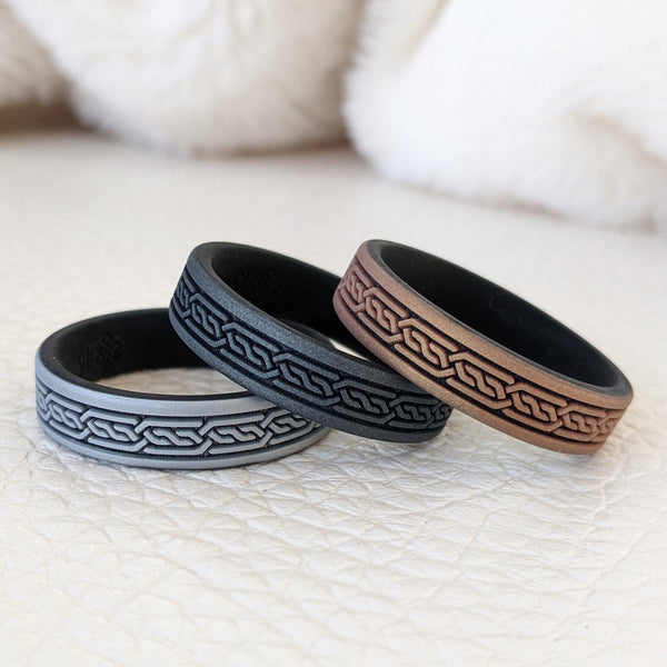 Engraved Celtic Band Silicone Ring - Dual Layer