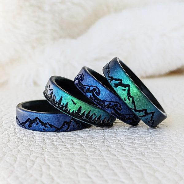 Forest Silicone Ring - Engraved Dual Layer