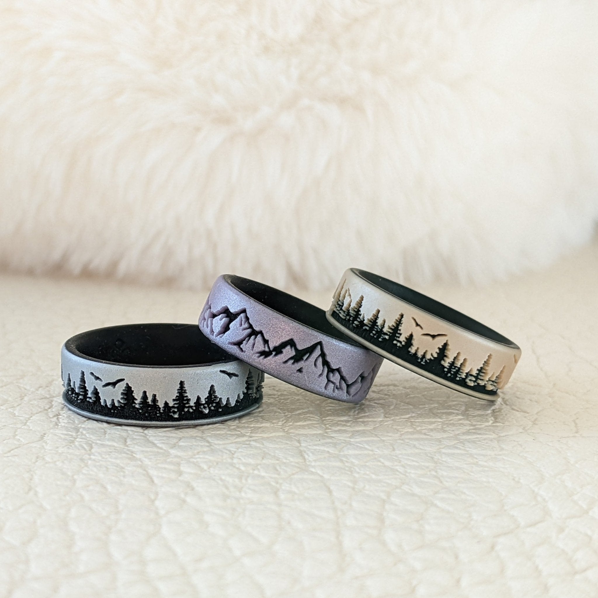 Mountain Silicone Ring - Engraved Dual Layer 6mm