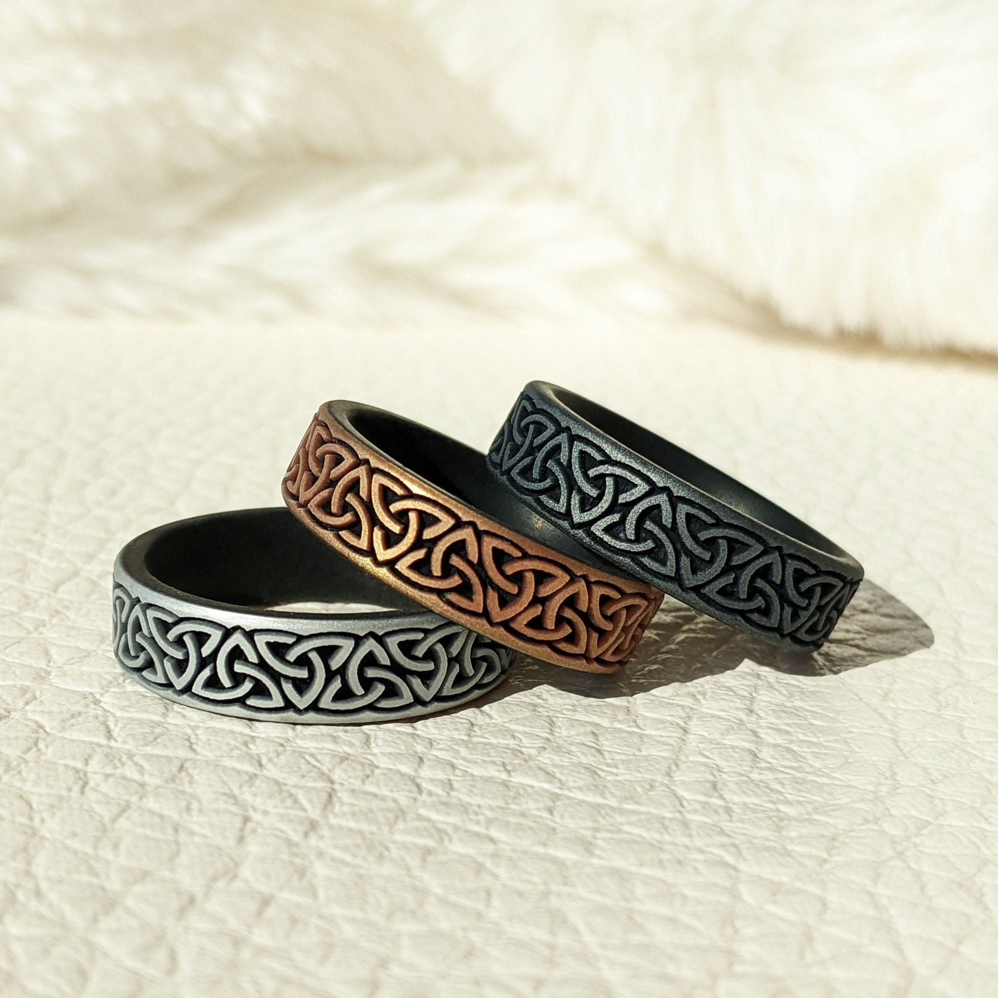 Engraved Trinity (Wider Design) Silicone Ring - Dual Layer