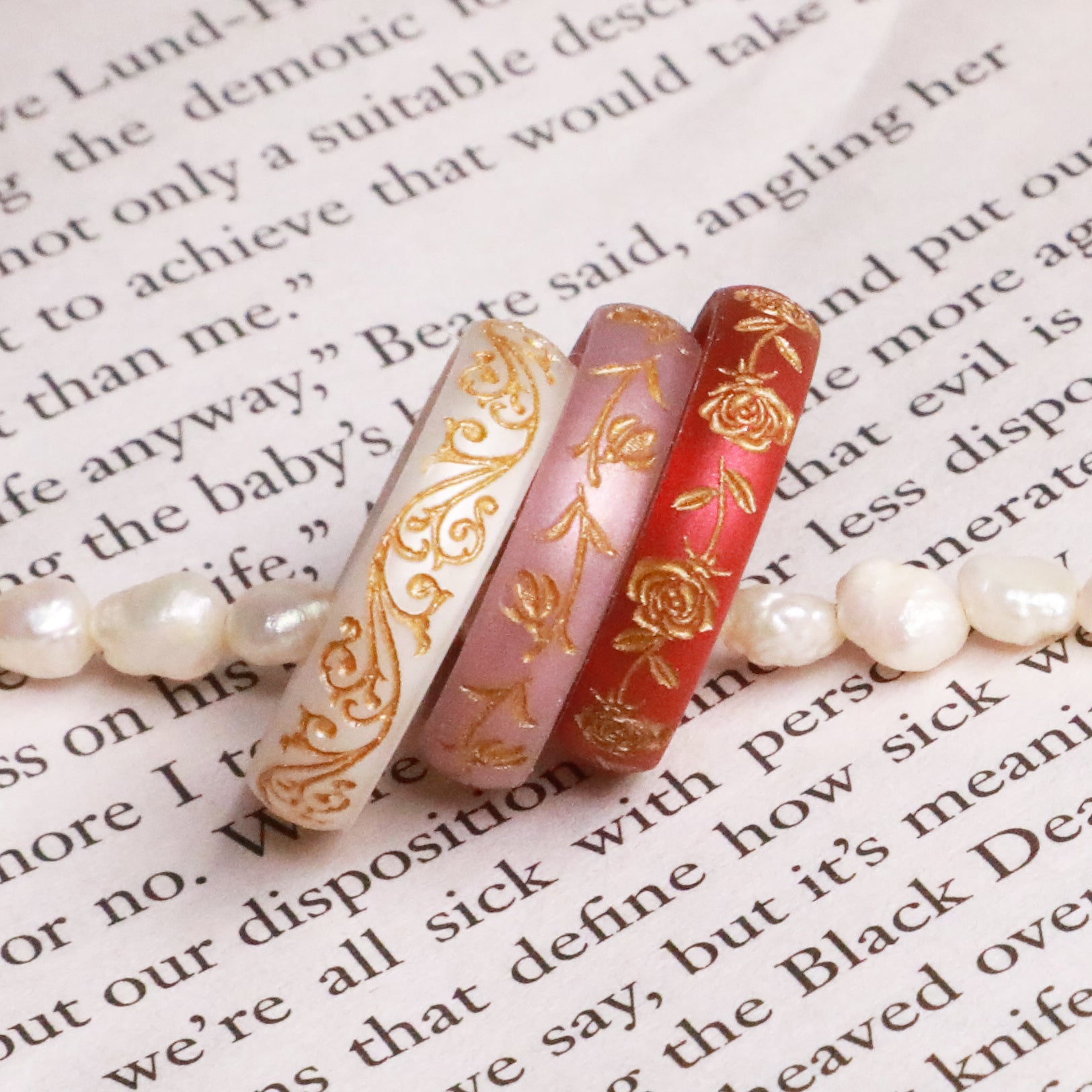 Gold Rose Silicone Wedding Ring, June Birth Flower on Arc 4mm