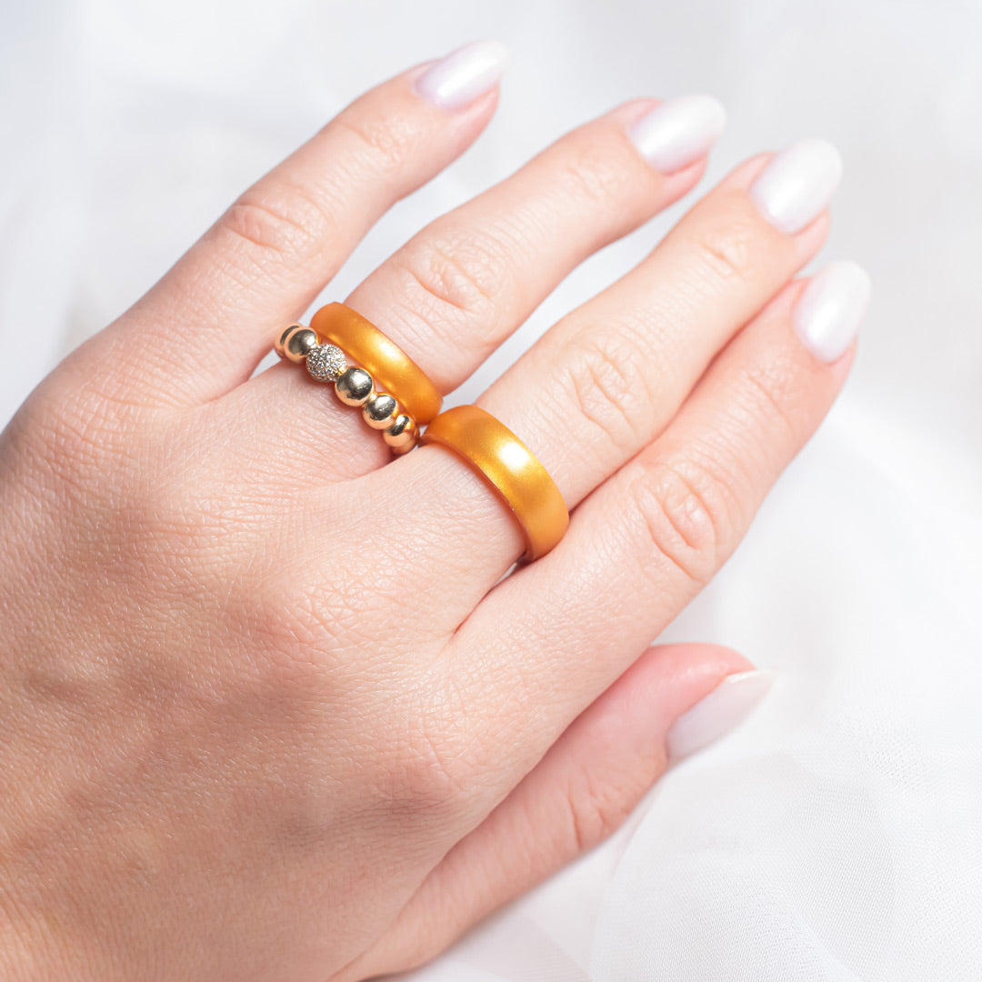 Yellow Gold Breathable Silicone Ring - 6mm Bandwidth