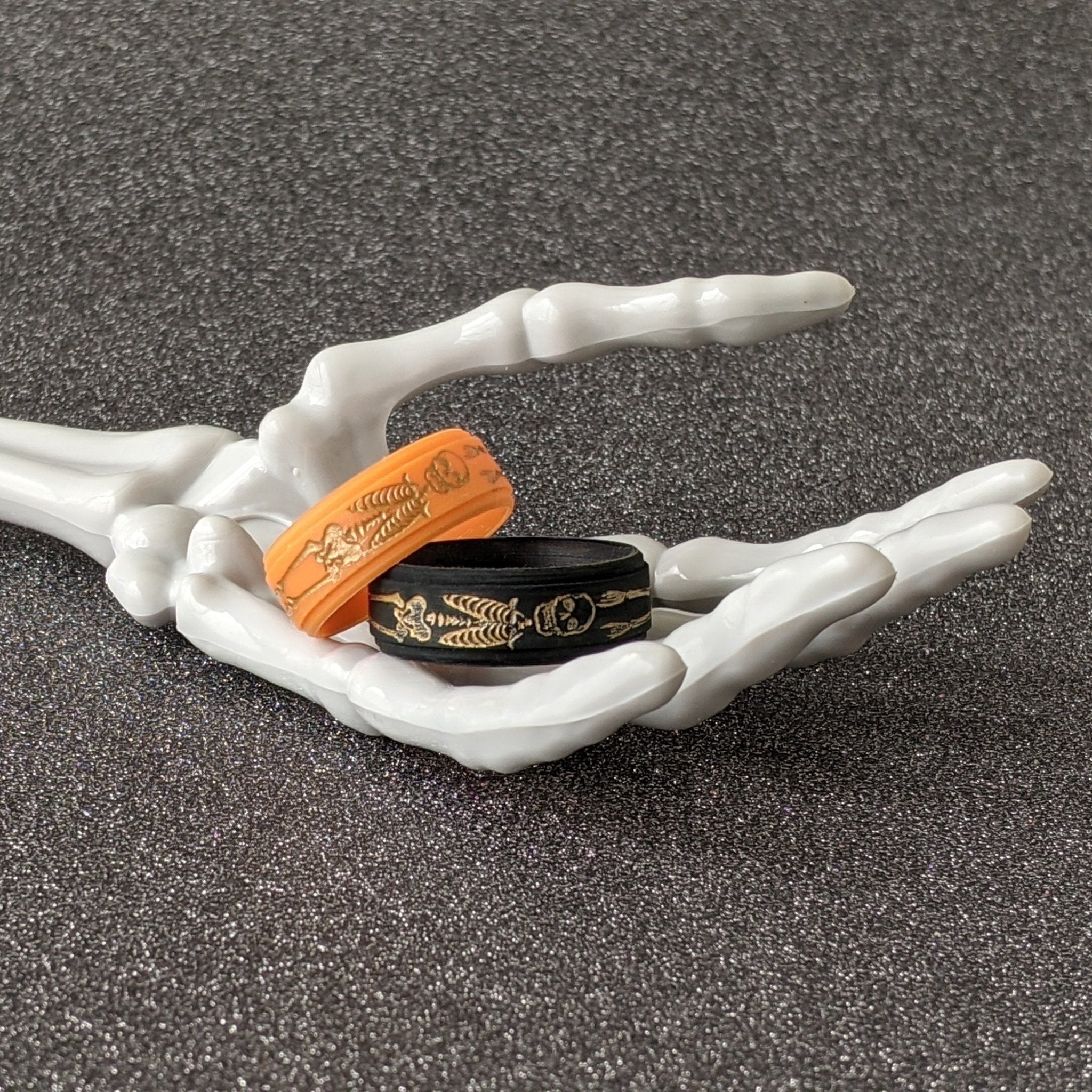 Golden Skeleton Silicone Ring for Men - Custom Engraved 8mm Band