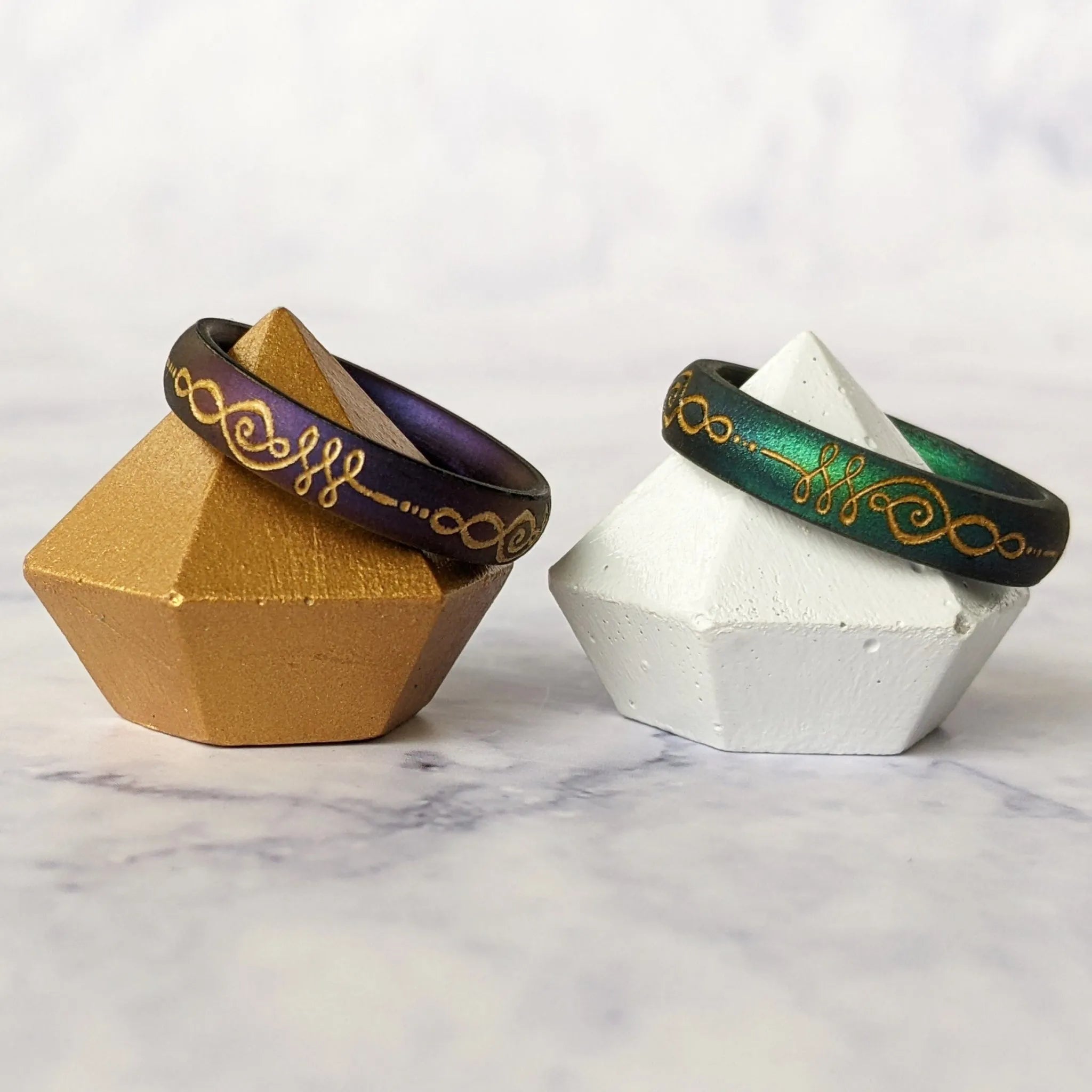 Gold Unalome Silicone Ring on Arc 4mm Band