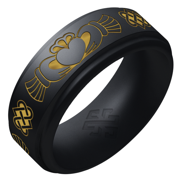 Gold Claddagh Silicone Ring on Rise 8mm