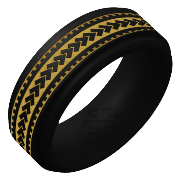 Gold Warrior of Courage Spearheads Silicone Ring on Rise 8mm