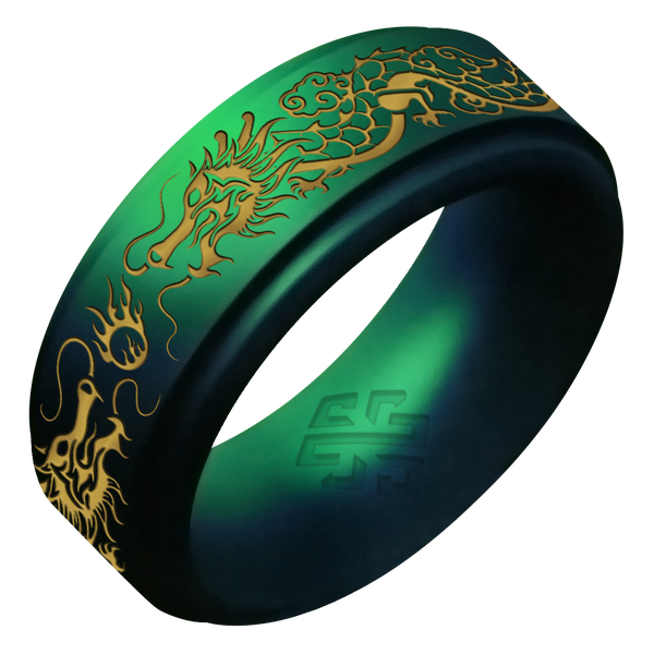 Gold Dragon Silicone Ring on Rise 8mm