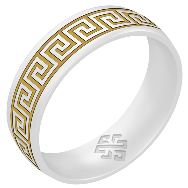 Gold Greek Key Silicone Ring on Arc 6mm