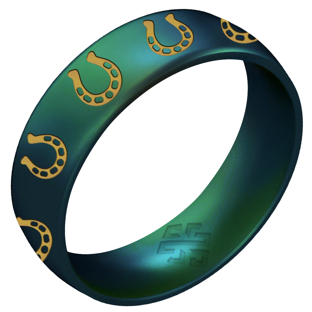 Gold Lucky Horseshoe Silicone Ring on Arc 6mm