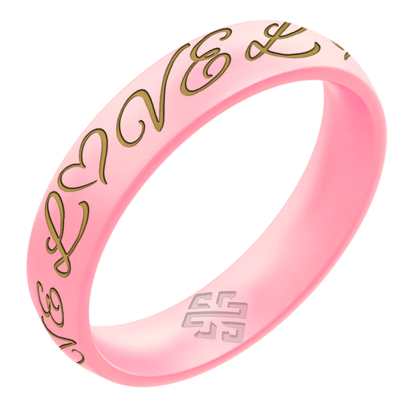 LOVE Silicone Ring, Engraved with Gold Inlay - Arc 4mm