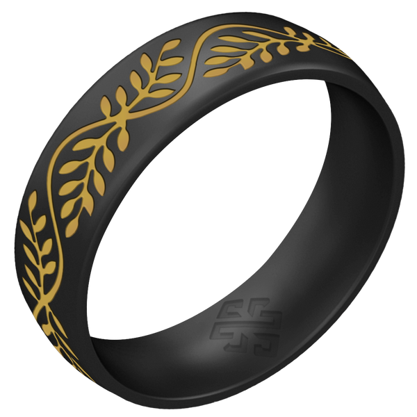 Laurel Silicone Ring, Engraved with Gold Inlay - Arc 6mm