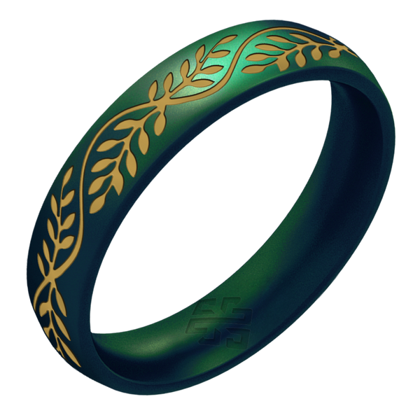Laurel Silicone Ring, Engraved with Gold Inlay - Arc 4mm