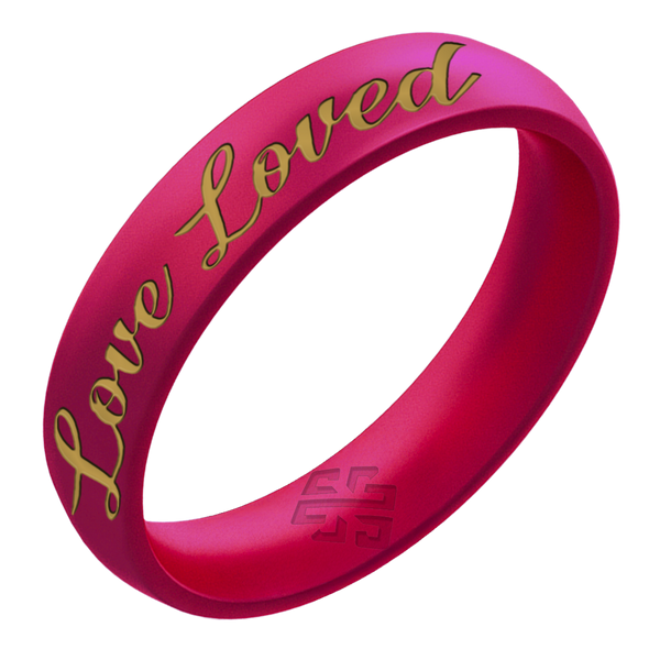 You're Loved Silicone Ring, Engraved with Gold Inlay - Arc 4mm