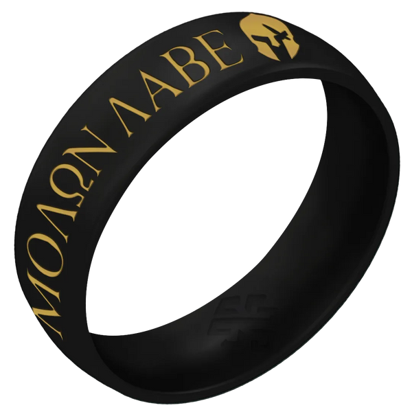 Gold Molon Labe Warrior Silicone Ring on Arc 6mm